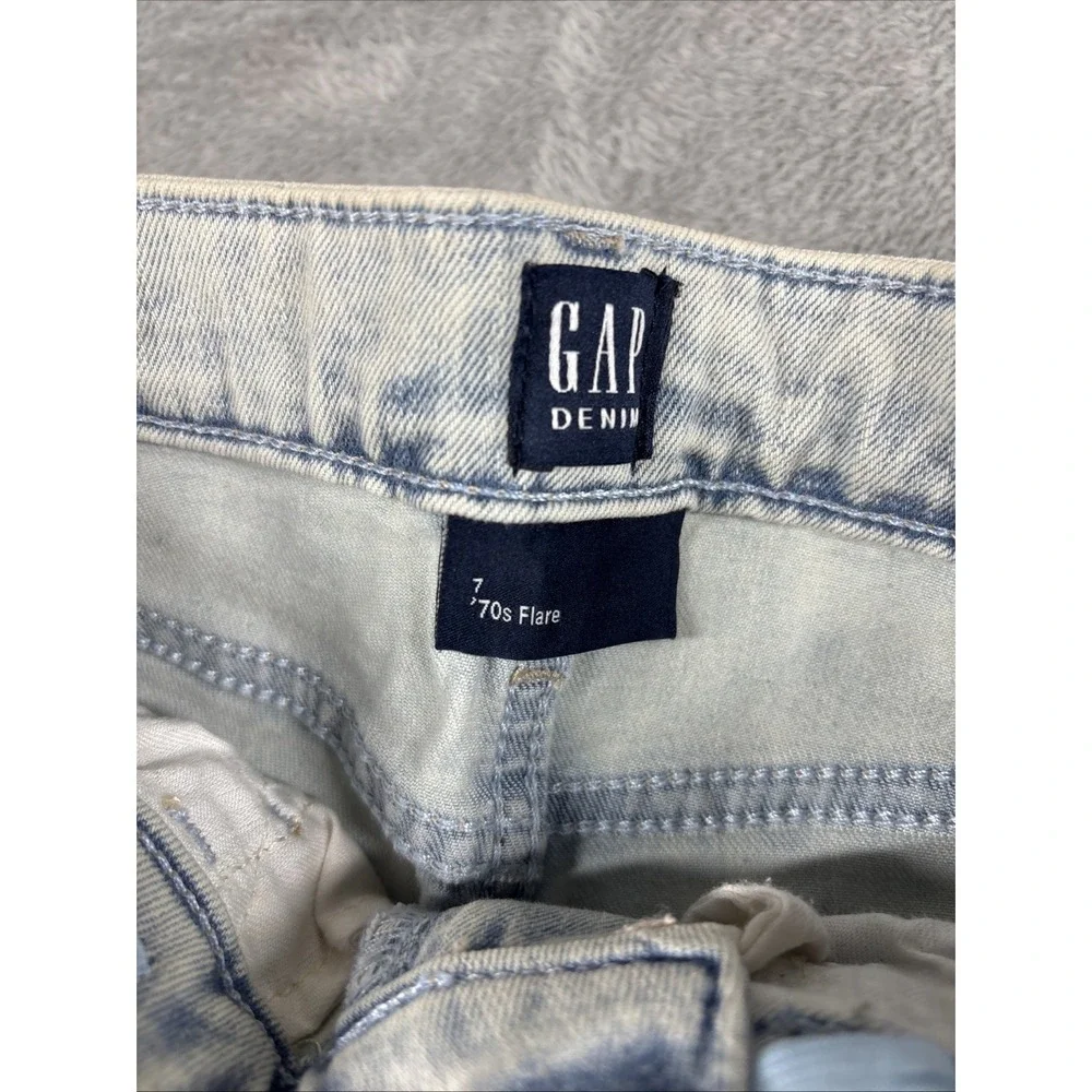 GAP Denim Girls' 70's Flare Stretch‎ Adjustable Waist Studded Jeans Light 7 NWT